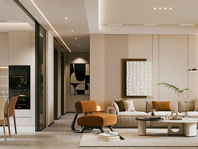 现代客厅餐厅 过道3d模型 现代客厅餐厅 过道