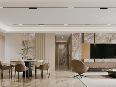 现代客厅餐厅 过道3d模型 现代客厅餐厅 过道