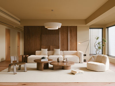 侘寂风中古风客厅3d模型 侘寂风中古风客厅