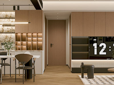 现代客厅餐厅 过道3d模型 现代客厅餐厅 过道