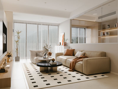 现代客厅3d模型 现代客厅