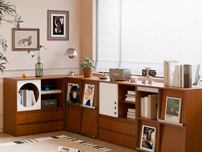 现代中古风转角书柜