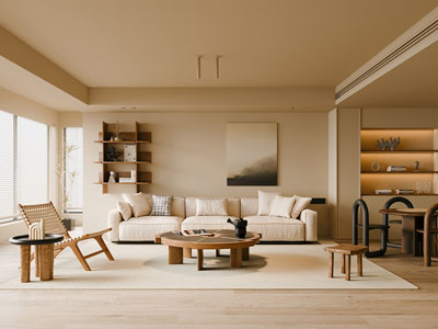 侘寂风中古风客厅餐厅3d模型 侘寂风中古风客厅餐厅