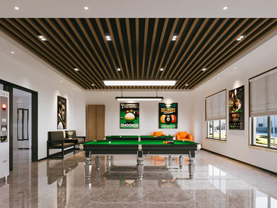 现代台球室 桌球室3d模型 现代台球室 桌球室