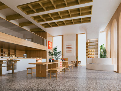 现代原木风咖啡厅