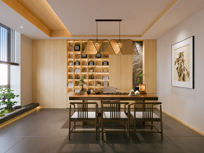 新中式茶室3d模型 新中式茶室