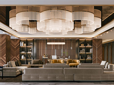 现代别墅客厅 书房3d模型 现代别墅客厅 书房