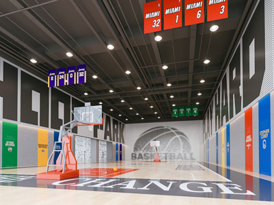 工业风loft篮球馆3d模型 工业风loft篮球馆