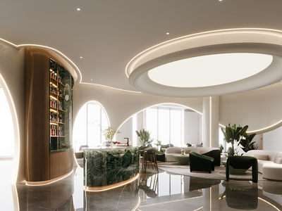 现代公司大厅前台接待区