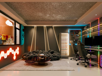 工业风loft电竞酒店游戏室 休闲室