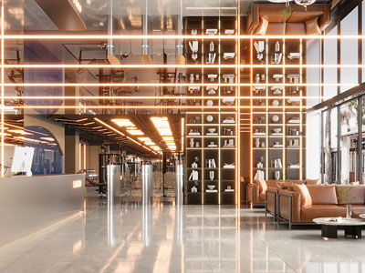 现代健身房大堂前台接待