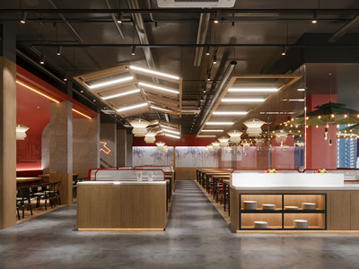 新中式饭店餐馆就餐区