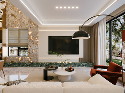 现代客厅餐厅3d模型 现代客厅餐厅