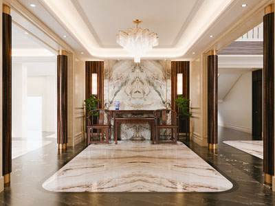 新中式玄关门厅3d模型 新中式玄关门厅