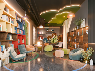 现代图书馆 阅览室 书吧3d模型 现代图书馆 阅览室 书吧