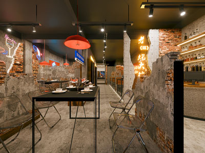 工业风loft饭店餐馆就餐区