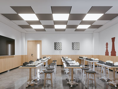 现代国际象棋教室3d模型 现代国际象棋教室