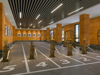 工业风loft射箭馆3d模型 工业风loft射箭馆