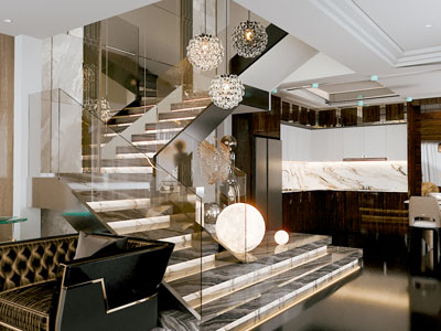 现代楼梯间3d模型 现代楼梯间