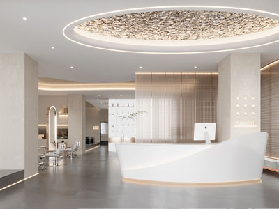 现代轻奢理发店前台接待区