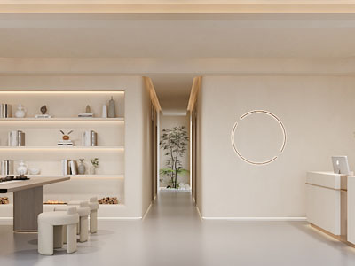 侘寂风公司大厅前台接待区