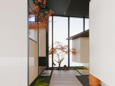 新中式室内景观园艺小品 过道