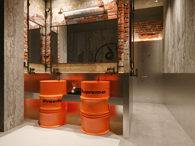 工业风loft公共卫生间 洗手间