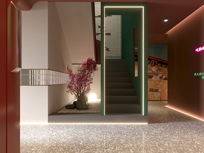 现代饭店餐馆楼梯间