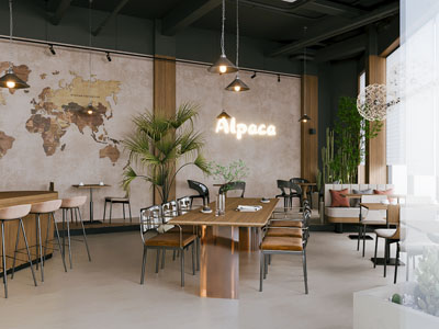 工业风loft饭店餐馆就餐区