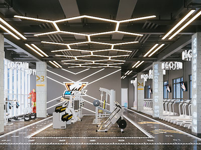 工业风loft健身房3d模型 工业风loft健身房