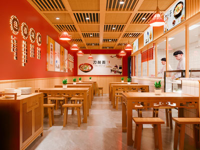 新中式饭店餐馆 面馆就餐区