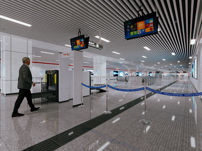 现代地铁大厅 安检过道