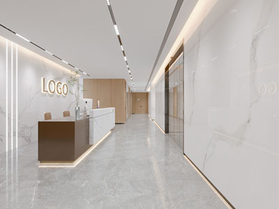 现代公司大厅前台接待 走廊过道