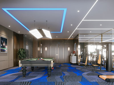 现代台球室 健身房3d模型 现代台球室 健身房