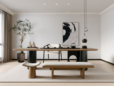 侘寂风中古风茶室3d模型 侘寂风中古风茶室