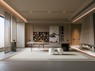 新中式茶室3d模型 新中式茶室