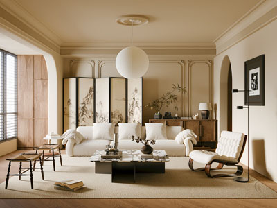 法式奶油风客厅3d模型 法式奶油风客厅