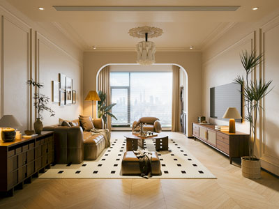 侘寂风中古客厅3d模型 侘寂风中古客厅