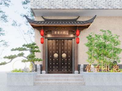 新中式庭院大门3d模型 新中式庭院大门