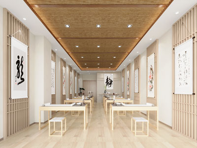 新中式书法字画教室3d模型 新中式书法字画教室