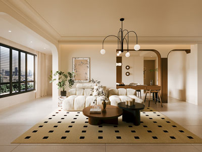 侘寂风中古风客厅 书房3d模型 侘寂风中古风客厅 书房