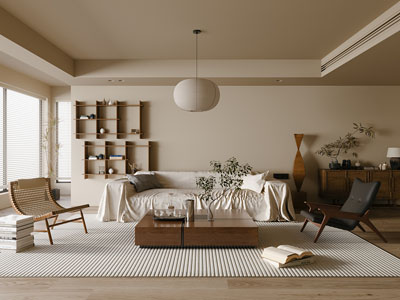 侘寂风中古客厅3d模型 侘寂风中古客厅