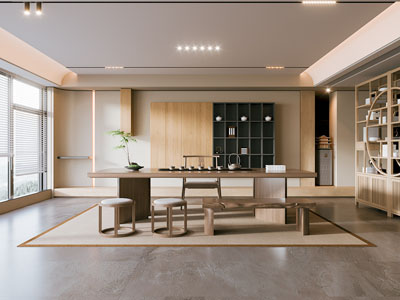 新中式茶室3d模型 新中式茶室