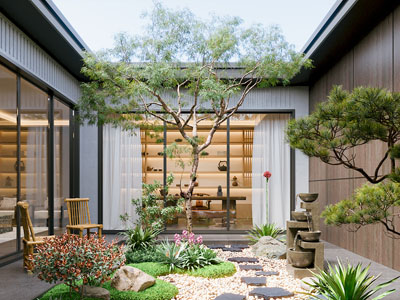 新中式别墅庭院景观园艺小品