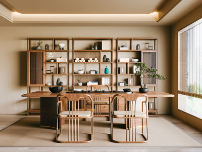 新中式茶室3d模型 新中式茶室