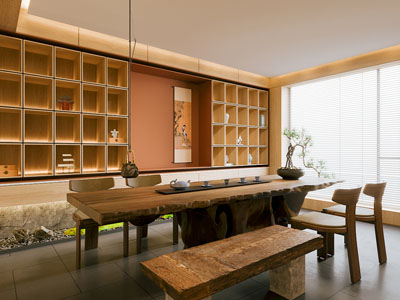 新中式中古风茶室3d模型 新中式中古风茶室