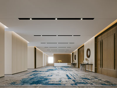 新中式大堂前台接待 走廊过道