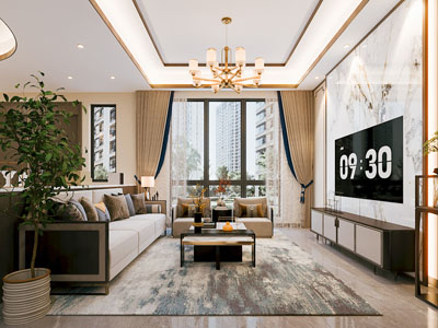 新中式客厅3d模型 新中式客厅