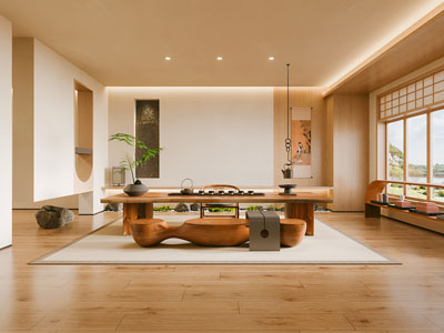 侘寂风中古茶室3d模型 侘寂风中古茶室