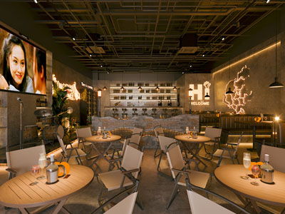 工业风loft酒吧3d模型 工业风loft酒吧